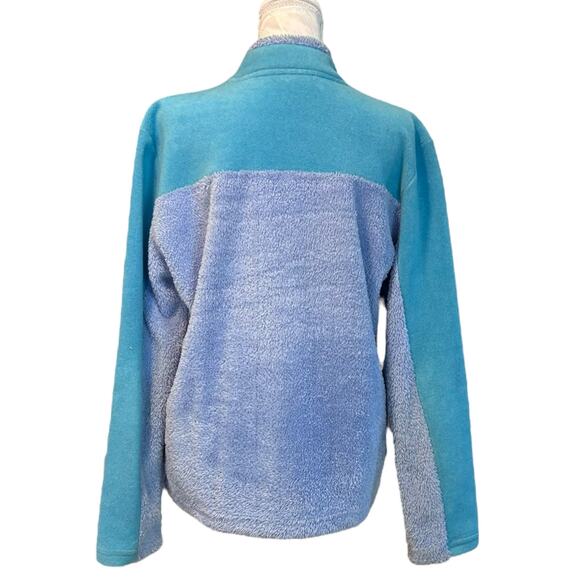 Wooly Bully Blue Fleece Womens Sz Large Full Zip Two Tone Blue Lightweight - Picture 2 of 16